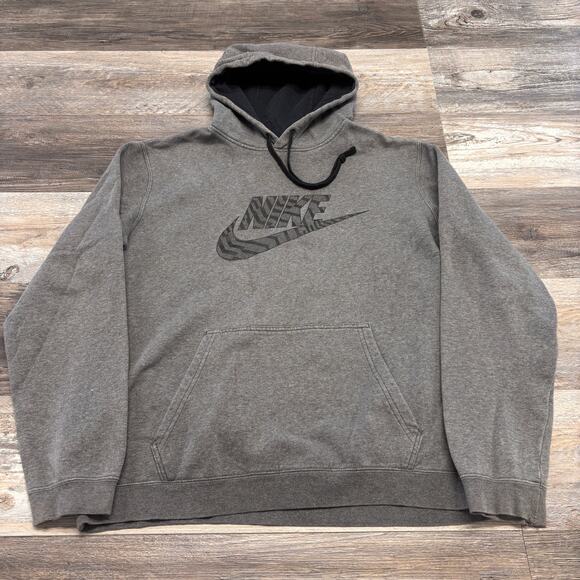 Nike Gray Mens Large Swoosh Spellout Logo Athleisure‎ Pullover Sweatshirt Hoodie - Picture 3 of 9